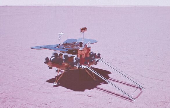 Zhurong na platformie lądownika / CNSA